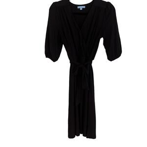 Draper James Black Jersey Knit Belted Wrap Dress Size XS